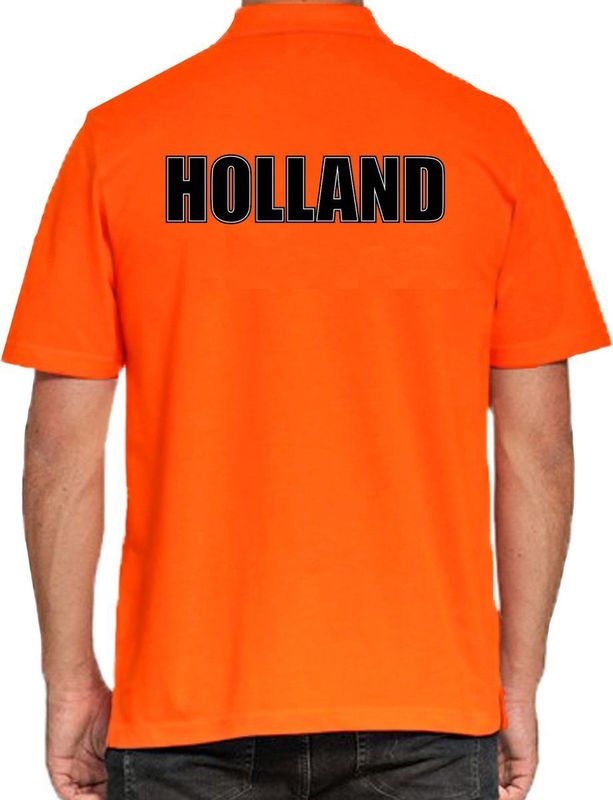 Bellatio Decorations - Poloshirt - Oranje - Holland Achter Bedrukking - Nederland Supporter
