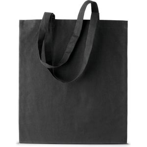 Basic katoenen schoudertasje in het zwart 38 x 42 cm met lange hengsels - Boodschappentassen - Goodie bags