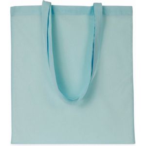 Basic katoenen schoudertasje in het lichtblauw 38 x 42 cm met lange hengsels - Boodschappentassen - Goodie bags