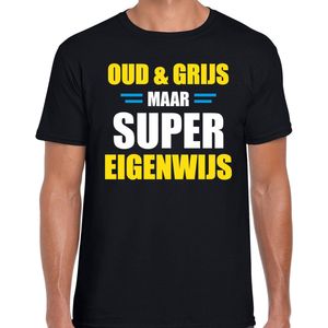 Oud en grijs verjaardag t-shirt zwart voor heren - verjaardag kado shirt outfit