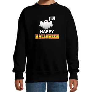 Spook / happy halloween verkleed sweater zwart - kinderen - horror trui / kleding / kostuum 110/116
