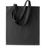 10x stuks basic katoenen schoudertasje in het zwart 38 x 42 cm met lange hengsels - Boodschappentassen - Goodie bags
