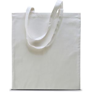 5x stuks basic katoenen schoudertasje in het wit 38 x 42 cm met lange hengsels - Boodschappentassen - Goodie bags