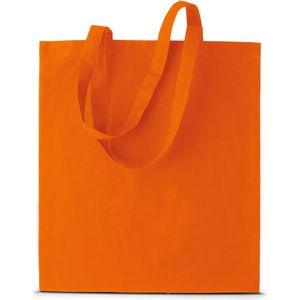 10x stuks basic katoenen schoudertasje in het oranje 38 x 42 cm met lange hengsels - Boodschappentassen - Goodie bags