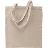 5x stuks basic katoenen schoudertasje in het zand/beige 38 x 42 cm met lange hengsels - Boodschappentassen - Goodie bags