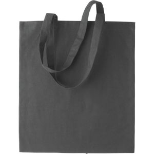 10x stuks basic katoenen schoudertasje in het donkergrijs 38 x 42 cm met lange hengsels - Boodschappentassen - Goodie bags