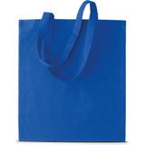 20x stuks basic katoenen schoudertasje in het kobalt blauw 38 x 42 cm met lange hengsels - Boodschappentassen - Goodie bags