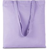 2x stuks basic katoenen schoudertasje in het lila paars 38 x 42 cm met lange hengsels - Boodschappentassen - Goodie bags
