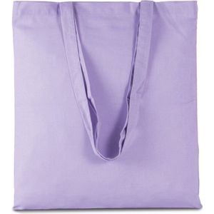 2x stuks basic katoenen schoudertasje in het lila paars 38 x 42 cm met lange hengsels - Boodschappentassen - Goodie bags