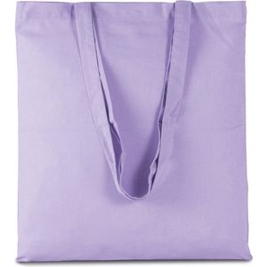 10x stuks basic katoenen schoudertasje in het lila paars 38 x 42 cm met lange hengsels - Boodschappentassen - Goodie bags