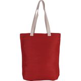 5x stuks jute canvas katoenen schoudertasje in het rood 38 x 42 cm met lange ecru hengsels - Boodschappentassen - Goodie bags
