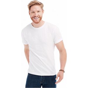 Set van 3x stuks voordelig Wit basic t-shirt ronde hals voor heren 150 grams 100 katoen