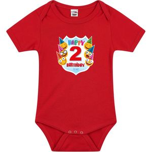 Bellatio Decorations - Romper - Rood - Katoen - Happy Birthday 2 Jaar