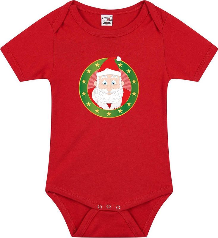 Bellatio Decorations - Rompertje - Rood - Kerstman Print - Unisex