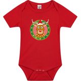Bellatio Decorations - Rompertje - Rood - Kerst met Rendier Print - Unisex