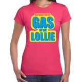 Gas op die Lollie foute party shirt roze dames