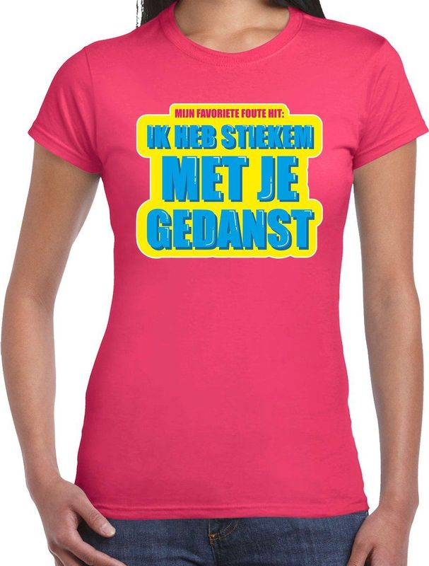 Bellatio Decorations - Foute Party T-Shirt - Fuchsia - Katoen