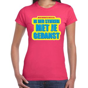 Foute party Stiekem met je gedanst verkleed/ carnaval t-shirt roze dames - Foute hits - Foute party outfit/ kleding XXL