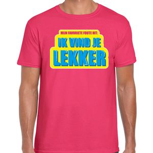Foute party Ik vind je lekker  verkleed t-shirt roze heren - Foute party hits outfit/ kleding
