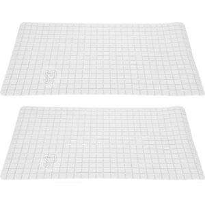 2x stuks anti-slip badmatten ivoor wit 69 x 39 cm rechthoekig - Badkuip mat - Grip mat voor in douche of bad