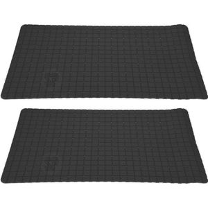 2x stuks anti-slip badmatten zwart 69 x 39 cm rechthoekig - Badkuip mat - Grip mat voor in douche of bad