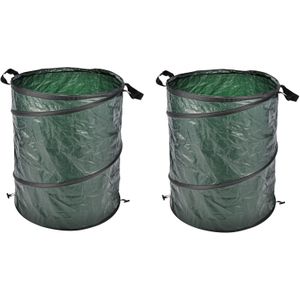 2x stuks groene pop-up tuinafvalzak 130 liter - Tuinafvalzakken opvouwbaar - Tuin schoonmaken/opruimen - Tuinonderhoud