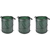 3x stuks groene pop-up tuinafvalzak 130 liter - Tuinafvalzakken opvouwbaar - Tuin schoonmaken/opruimen - Tuinonderhoud