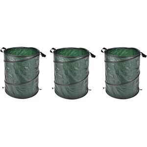 3x stuks groene pop-up tuinafvalzak 130 liter - Tuinafvalzakken opvouwbaar - Tuin schoonmaken/opruimen - Tuinonderhoud