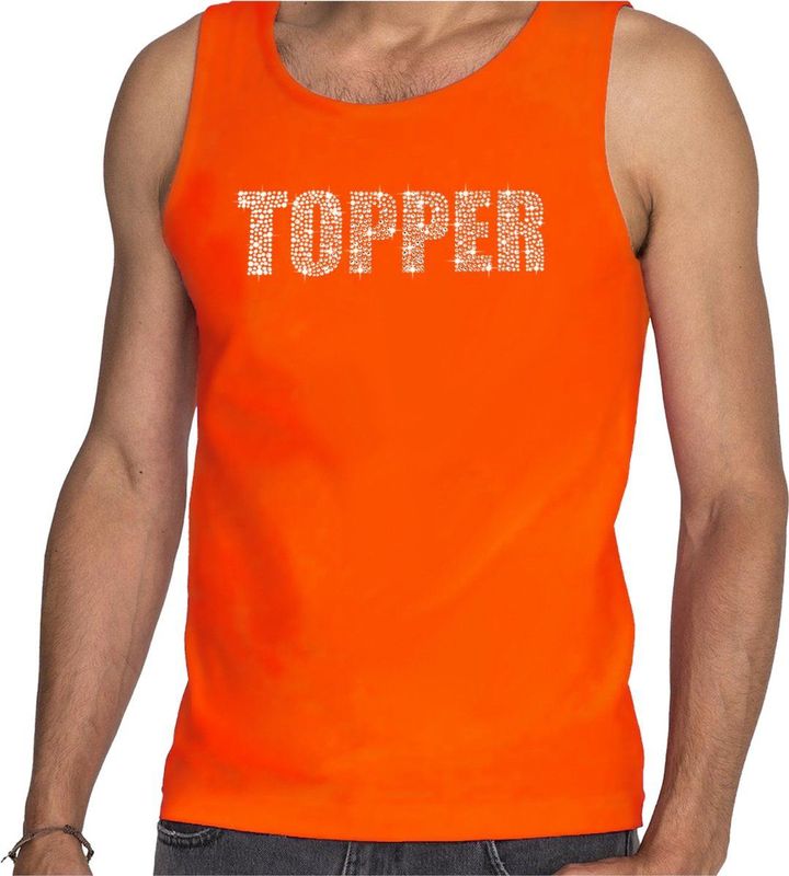 Topper - Glitter Tanktop - Oranje - 100% Katoen - Heren
