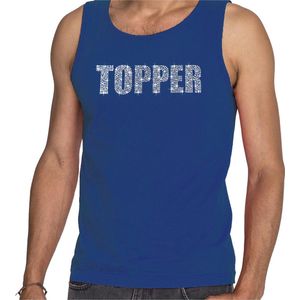 Bellatio Decorations - Topper - Tanktop - Blauw - Met Rhinestones