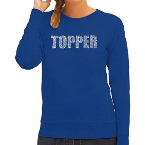 Glitter foute trui blauw Topper rhinestones steentjes voor dames - Glitter sweater/ outfit