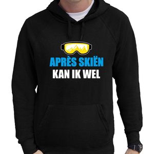 Apres ski hoodie Apres skieen kan ik wel zwart  heren - Wintersport capuchon sweater  - Feesttruien