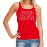 Tanktop - Rood - Katoen - Super Mama met Rhinestones
