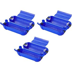 3x stekkersafes / veiligheidsboxen stekkerverbindingen IP44 kunststof blauw 21 x 8 x 8,5 cm