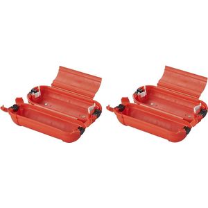 2x Stekkersafes / veiligheidsboxen stekkerverbindingen IP44 kunststof rood 21 x 8 x 8,5 cm