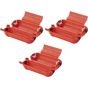 3x Stekkersafes / veiligheidsboxen / bescherming voor Schuko stekkerverbindingen - kunststof rood - IP44 - 21 x 8 x 8,5 cm
