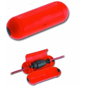 2x Stekkersafe / veiligheidsboxen / bescherming voor stekkerverbindingen - kunststof rood - IP44 - 21 x 6,5 x 7 cm