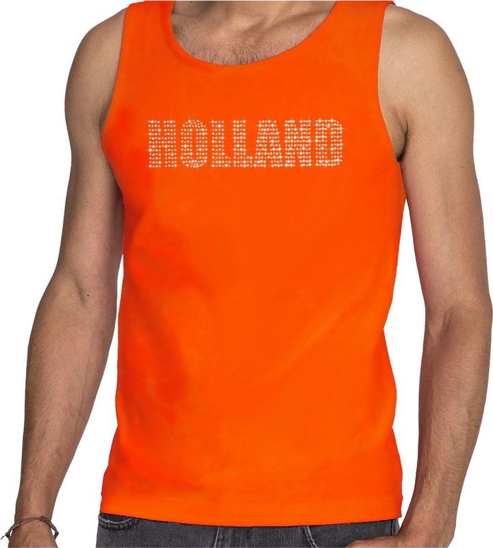 Bellatio Decorations - Glitter Holland - Tanktop - Oranje - Heren