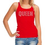Glitter Queen - Tanktop - Rood - Met Rhinestones - Dames