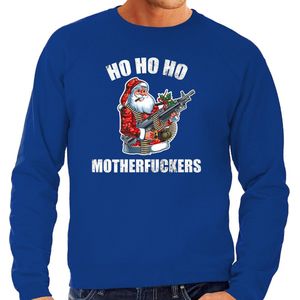 Hohoho motherfuckers foute Kersttrui - blauw - heren - Kerstsweaters / Kerst outfit M