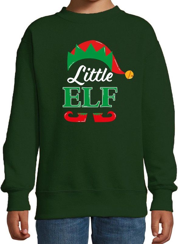Bellatio Decorations - Kerstsweater - Groen - Kinderen - Little elf