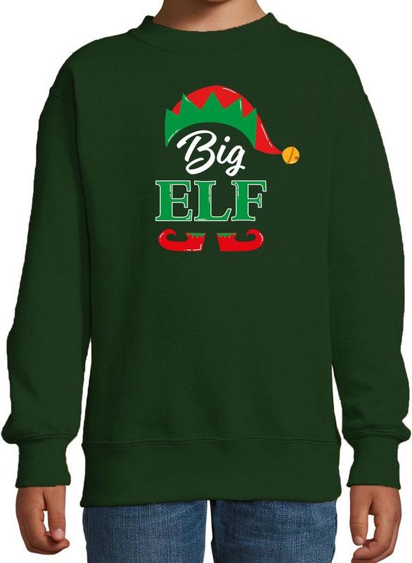 Bellatio Decorations - Kerstsweater - Groen - Kinderen - Big elf