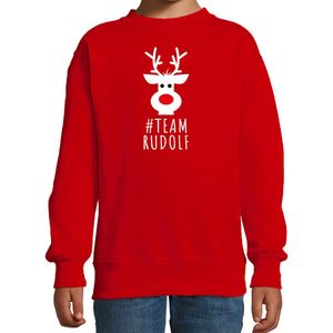 Team Rudolf Kerstsweater - rood - kinderen - Kersttruien / Kerst outfit 98/104