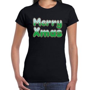 Merry xmas fout Kerst t-shirt - zwart - dames - Kerstkleding Kerst outfit