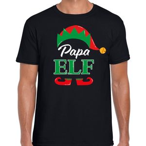 Papa elf fout Kerst t-shirt - zwart - heren - Kerstkleding Kerst outfit