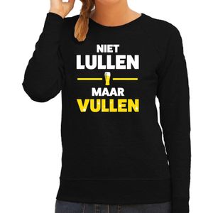 Apres ski sweater Niet lullen maar vullen zwart  dames - Wintersport trui - Feesttruien