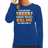 A day without beer - Apres Ski Sweater - Blauw - Dames - Wintersport Trui