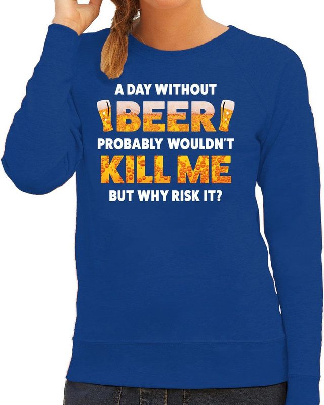 A day without beer - Apres Ski Sweater - Blauw - Dames - Wintersport Trui