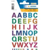 Alfabet stickervel met 168x plakletters - gekleurd - H1,5 cm per letter - Hobby knutsel stickers