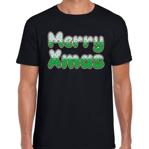 Merry xmas fout Kerst t-shirt - zwart - heren - Kerstkleding Kerst outfit